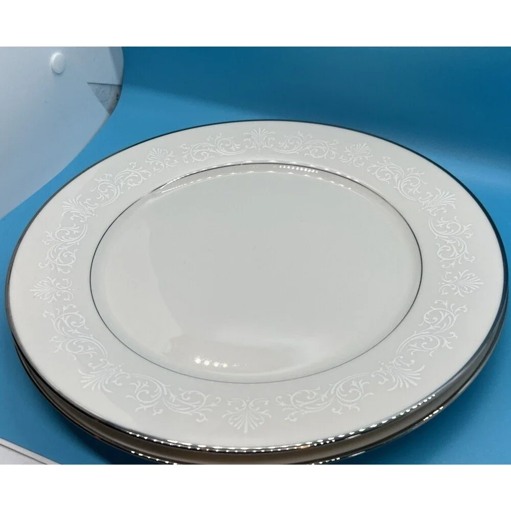 2 Noritake Ivory China Marseille 7550 Dinner Plates 10 1/2